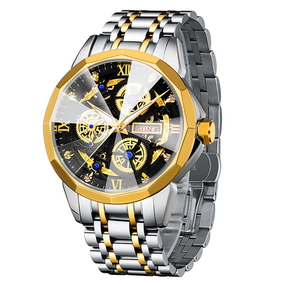 ZUNPAI Watches for Men with Luminous Calendar Waterproof, Men's Wristwatch Fashion Quartz Analog Leather Steel Strap Watch