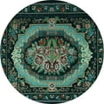 thumbnail image 1 of Ahgly Company Indoor Round Medallion Light Blue French Area Rugs, 4' Round, 1 of 4