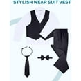 thumbnail image 4 of S.H. Churchill & Co 6-Piece Boy's Suit Set - Includes Suit Jacket, Dress Pants, Matching Vest, White Dress Shirt, Neck Tie & Bow Tie - Black, 2T, 4 of 7