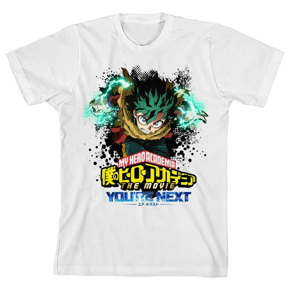 My Hero Academia Deku Fighting Pose Youth White Crew Neck Short Sleeve T-shirt-XS