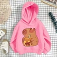 thumbnail image 2 of Byoo Girls Cartoon Capybara Hoodie Cute Lightweight Long Sleeve Hooded Sweatshirt, 2 of 4