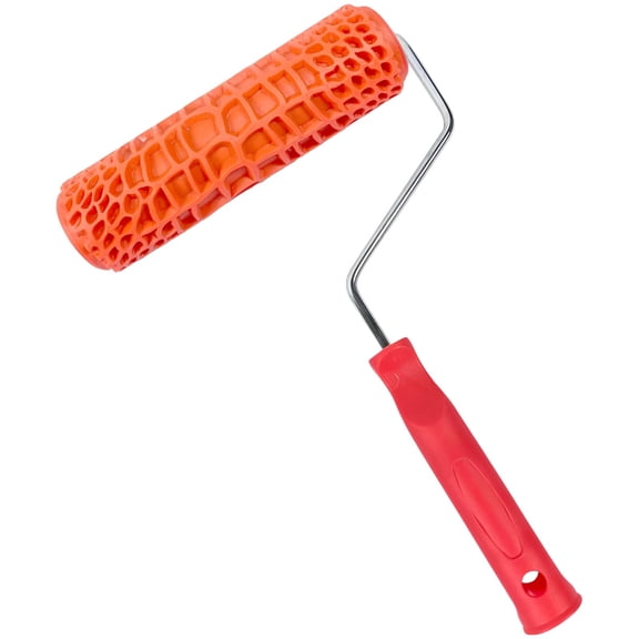 Orange Red Wood Grain Painting Roller, 005 Textured Art Paint Tool, 7.0 x 1.8 x 12.2 in Plastic Roller for DIY Wall Decor, Home Renovation, Unique Paint Effects