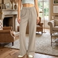 thumbnail image 2 of Womens Wide Leg Pants Casual Flowy Crepe Trousers Free Relaxed Fit Work Business with Pockets, 2 of 9