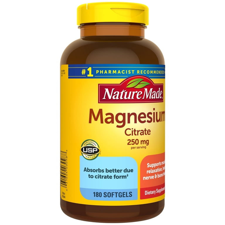 Nature Made, Magnesium Citrate Softgels, 250mg, 180 count