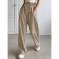thumbnail image 2 of Women's Pants Fashion Casual Pants For Women Casual Striped Wide Leg Drawstring Elastic Waist Dress Palazzo With Pockets, 2 of 5