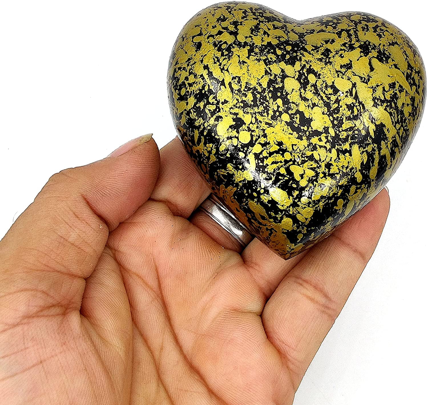 5MOONSUN5's Handcrafted Heart Urn Keepsake Cremation Urn for Human pet Ashes Golden Urn Heart Shaped - Perfect for Adults & Infants Honor Your Loved One. Comes with Brass Stand & Premium Box