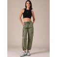 thumbnail image 3 of DARING DIVA Women's Cargo Joggers Streetwear Pockets Casual Pants Medium Army Green, 3 of 6
