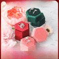 thumbnail image 1 of Caja de terciopelo para anillos y pendientes de boda, caja hexagonal rosa para anillos y pendientes, 1 of 2