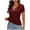 Wine, variant on Women's Slimming Lace Up Chain Heart Charm Ribbed Short Sleeve Top Size S-XXL