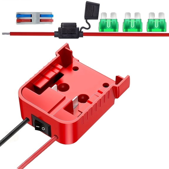 1 pack Power Wheel Adapter Compatible With Mil-waukee 18V Battery Converter Kit With Switch, Fuse & Wire Terminals, 12 AWG Wire
