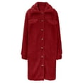 thumbnail image 6 of ClodeEU Womens Fleece Long Coat, Oversized Sherpa Button Up Coat, Fall Fashion Warm Outwear Red,Womens Plus M, 6 of 8