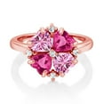 thumbnail image 2 of Gem Stone King 18K Rose Gold Plated Silver Pink Moissanite and Pink Created Sapphire Ring for Women (2.28 Cttw, Heart Shape 5MM, Gemstone Birthstone, Size 8), 2 of 3