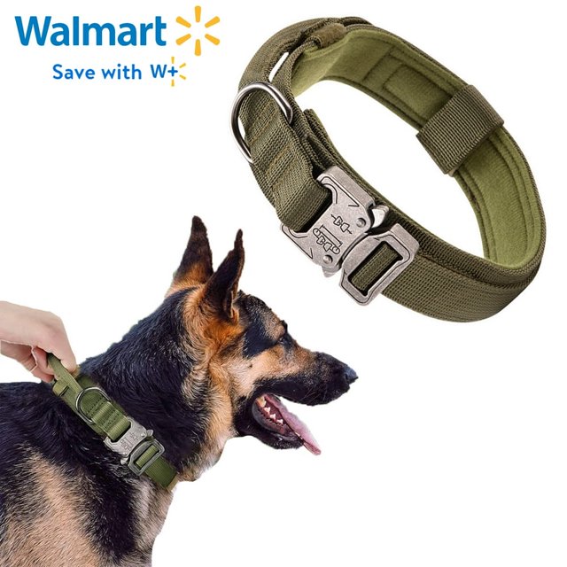HLONK Pet Tactical Dog Collar Adjustable Military Training Nylon Dog Collar for Small Medium Large