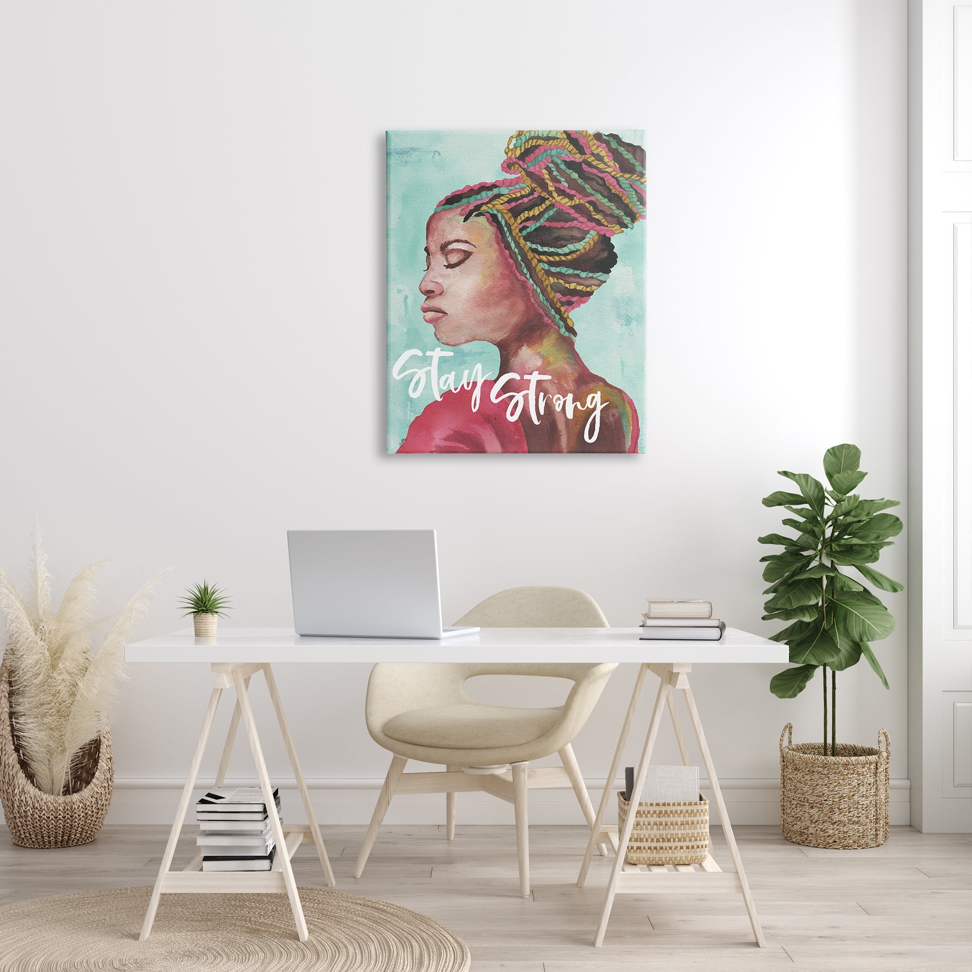Stupell Industries Stay Strong Inspirational Powerful Woman Braided Hair, 30 x 40, Designed by Elizabeth Medley