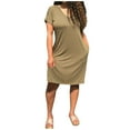thumbnail image 1 of EIMELI Robe T-Shirt Décontractée d'Été pour Femmes Col en V Manches Courtes Mi-Longue avec Poches, 1 of 6