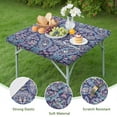 thumbnail image 4 of Blue Ethnic Paisley and Floral Pattern Square Fitted Tablecloth with Elastic Edge,Square Table Cover,Washable Elastic Table Cover for Home Kitchen Party Decor 34"x34", 4 of 6