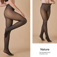 thumbnail image 6 of VISALY Women's Fleece Lined Tights Thermal Pantyhose Opaque Tights Fake Translucent Warm Pantyhose Leggings Sheer Thick Stockings for Winter Khaki L, 6 of 9