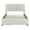 thumbnail image 2 of New Full Size Upholstered Platform Bed with 2 Drawers and 1 Twin Size Trundle, Classic Headboard Design, Beige, 2 of 10