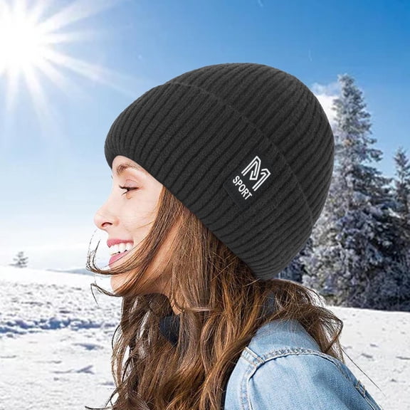 Dyfzdhu Women Winter Woolen Hat Loose Oversized Knitted Warm Suitable for Cold Weather One Size Black