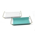 thumbnail image 1 of Stratton Home Decor S19350 Plateaux Modernes Blanc & Turquoise - Lot de 2, 1 of 1