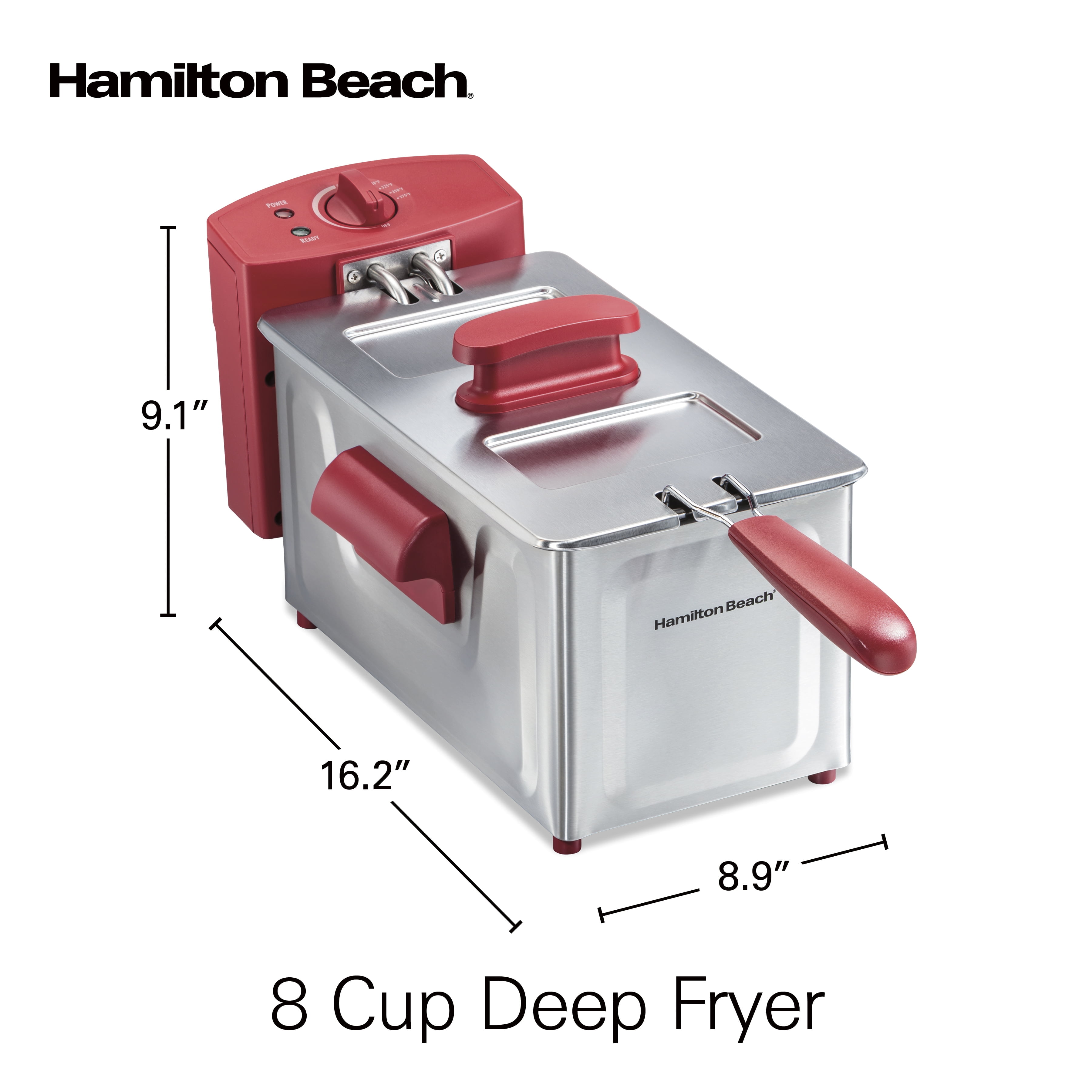 Hamilton Beach Electric Deep Fryer, 8 Cups / 2 Liters Oil Capacity, Black &  Food Processor & Vegetable Chopper for Slicing, Shredding, Mincing, and