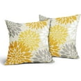 thumbnail image 2 of Yellow Grey Flower Pillow Covers 18x18 Inch Set of 2, Gray White Dahlia Colored Floral Line Pattern Decorative Throw Pillowcases Outdoor Farmhouse Cushion Covers Summer Holiday Sofa Couch Bed Decor, 2 of 6
