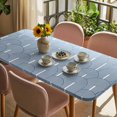 thumbnail image 3 of Ombre Table Cloths for 6 Foot Rectangle Tables, Farmhouse Stripes Modern Abstract Art Patio Waterproof Elastic Fitted Tablecloths, Washable Rectangular Table Cover for Camping, 3 of 8