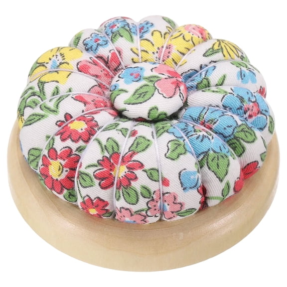 Uxcell Pin Cushions Sewing Cute Needle Holder with Magnetic Wooden Base for Quilting and DIY Crafts Floral White