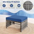 thumbnail image 2 of YYAo Footstool Ottoman Seat,2 Pieces Patio PE Rattan Ottomans with Soft Zippered Cushions for Deck-Navy, 2 of 10