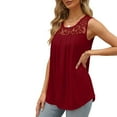 thumbnail image 4 of Summer Savings Clearance Tank Tops Xihbxyly Tops for Women 2024 Trendy, Casual Square Neck Tank Tops High Waist Pleated Floral Print Beach Shirts Blouses Wine XL, 4 of 6