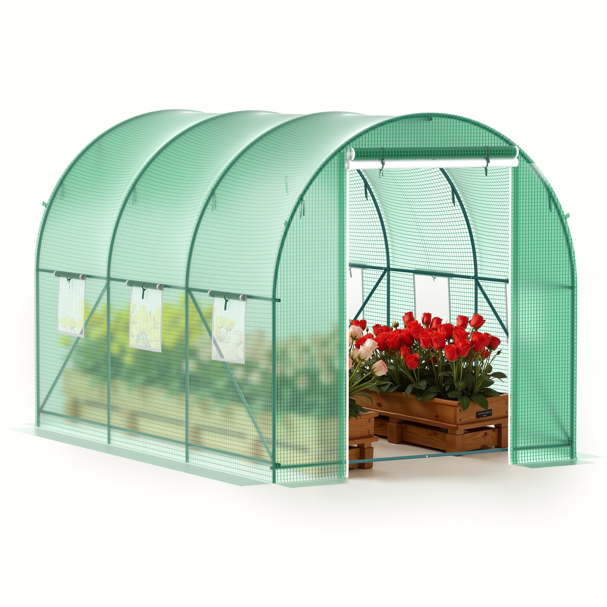 GOJOOASIS 10x7x7 FT Walk-in Tunnel Heavy Duty Greenhouse Plastic Plant Warm House