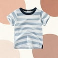 thumbnail image 4 of Cethrio Boys Cotton T-shirts, Casual Crew Neck Short Sleeve Striped Summer Tops for Boy Blue Size 6, 4 of 7