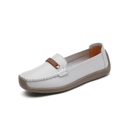 

Rotosw Womens Loafers Flat Nurse Shoes Slip-Ons Flats Round Toe Comfort Casual Shoe Work Breathable Moccasins Gray 5