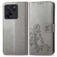 thumbnail image 2 of For Xiaomi 13T / 13T Pro Four-leaf Clasp Embossed Leather Phone Case(Gray),iPhone 16 Pro Max, 2 of 5