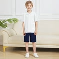 thumbnail image 4 of HUAXUN-Boys Summer School Shorts with Elastic Waist - Lightweight Twill Flat Front Casual Shorts for Students 3-18 Years, Comfortable Breathable Outdoor Play Shorts(Navy,3-4Years), 4 of 4