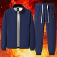 thumbnail image 2 of Men's Winter Outfits Sherpa Fleece Lined 2-Piece & 3-Piece Tracksuits Sweatsuits Warm Sports Casual Jogging Sets (2XL, Blue-2PC), 2 of 3