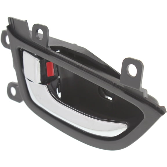 Interior Door Handle Compatible with 2011-2016 Hyundai Elantra Front, Driver Side Chrome Lever with Black Bezel