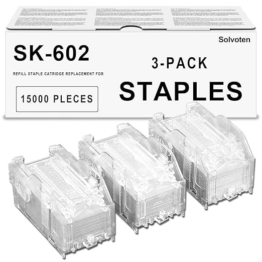 SK602 SK-602 Staple Cartridge Compatible with Konica Minolta 14YK SK-602 SK602 Stacker Staples Cartridges Refills (3 Cartridges)
