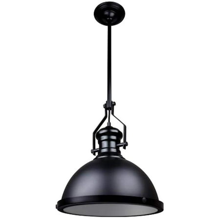 Screw In Pendant Lights Sunlite 07044 - 1 Light (Medium Screw Base) Matte Black Round Shades Pendant Light Fixture (AQF/IS/1PD/BL) ()