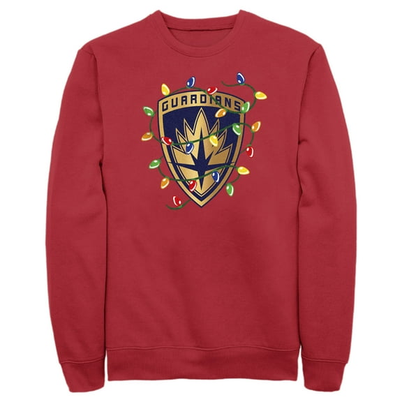 Men's Guardians of the Galaxy Holiday Special Christmas Lights Badge  Sweatshirt Red Large