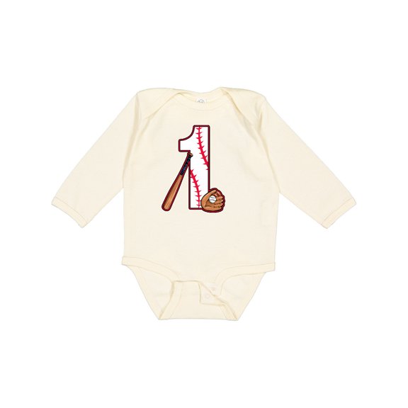 Inktastic Baseball First Birthday One Year Old Boys or Girls Long Sleeve Baby Bodysuit