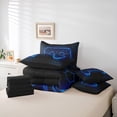 thumbnail image 5 of Manfei Neon Blue Gamepad Twin Bedding Sets 7-Piece for Boy, Chic Honeycomb Abstract Bedding Comforter Set, Modern Video Game Reversible Sheet Sets, Breathable Home Decor, 5 of 7