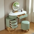 FUKAYI Luxury Large Bedroom Makeup Vanity Desk Set with Lighted Mirror ...