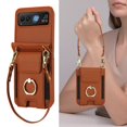 thumbnail image 5 of for Motorola Razr 40 Wallet Case Crossbody, PU Leather Zipper Handbag Purse Flip Cover, Back Card Slots, Adjustable Shoulder Strap, Finger Ring Stand for Motorola Razr 40, Brown, 5 of 8