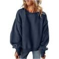 thumbnail image 2 of Women's Oversized Fleece Lined Sweatshirt, Loose Crewneck Lantern Long Sleeve Pullover Drop Shoulder Tunic Tops, 2 of 9