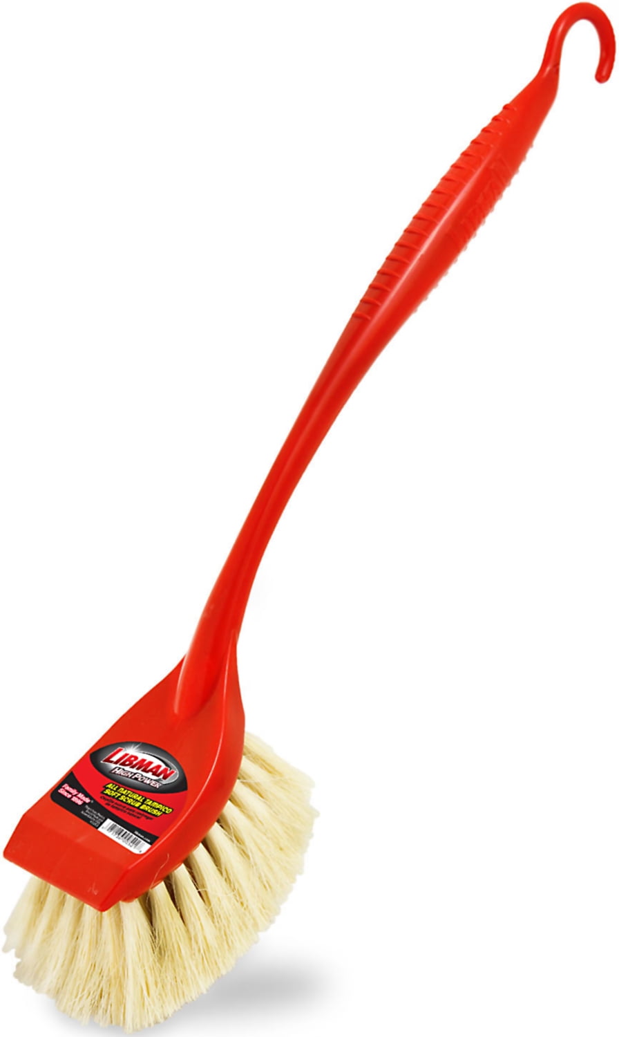 Libman 532 Scrub Brush, 10 x 6-1/2 x 60 Steel Handle, Red