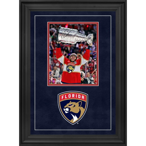 Carter Verhaeghe Florida Panthers Deluxe Framed Autographed 2024 Stanley Cup Champions 8" x 10" Raising Cup Photograph - Fanatics Authentic Certified