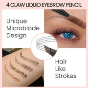 4-Tip Eyebrow Pen 3D Waterproof Microblading Eyebrow Pen, Natural Makeup Long-Lasting Fine Stroke Magic Eyebrow Pencil,Black
