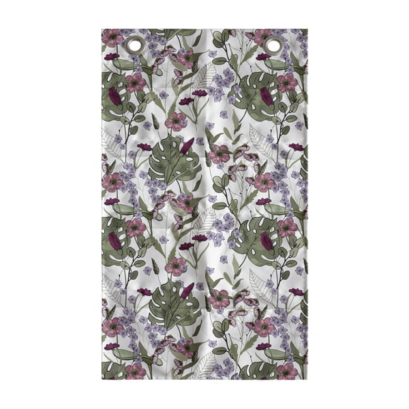 Botanical Hanging Pocket Organizer, Digital Illustration of Various Flowers Blossom and Exotic Monstera Leaves, Printed Polyester Storage Bag with Pockets, 21" x 31", Multicolor