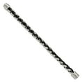 thumbnail image 2 of Primal Steel Stainless Steel Black Leather 8.5in Bracelet, 2 of 7
